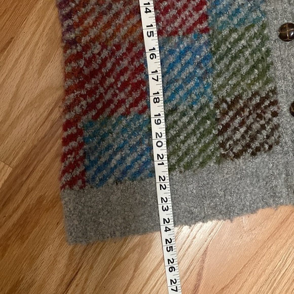 Appleseeds checker Cardigan Womens jewel tones chunky knit Grandpa Sweater L - Picture 8 of 8